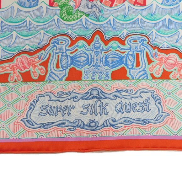 HERMES Red Silk Scarf - Picture 2 of 11